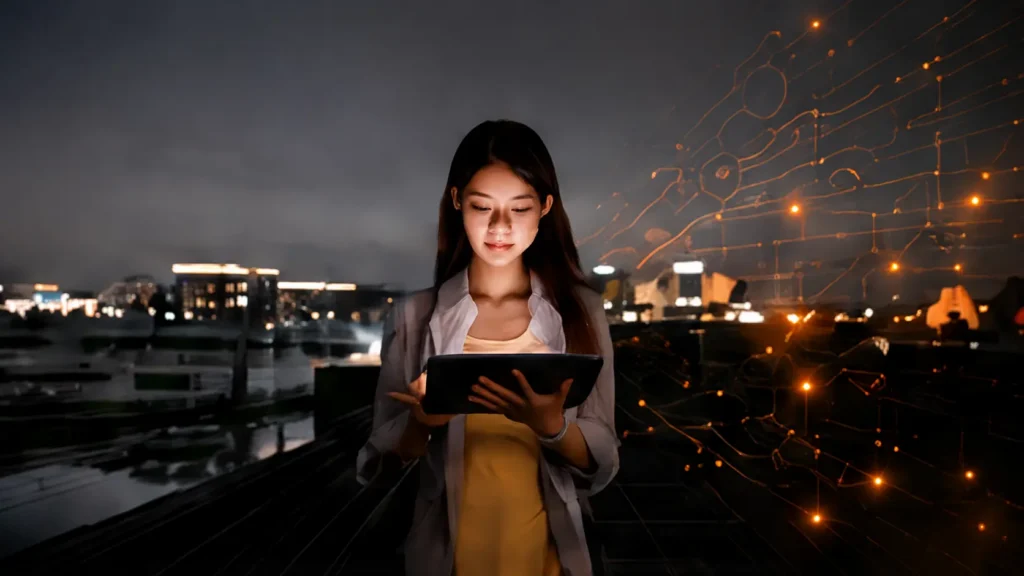 a woman using ai to find an insurance agent